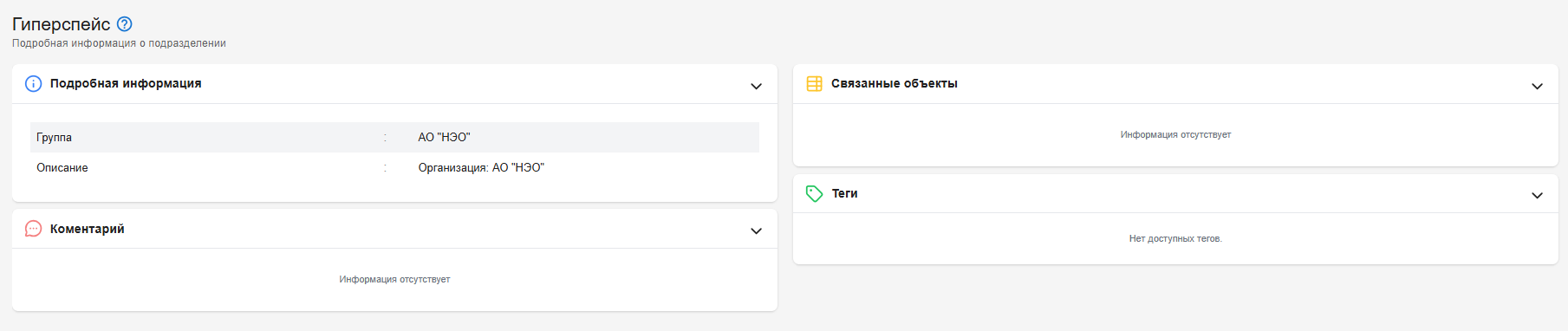 Карточка подразделения